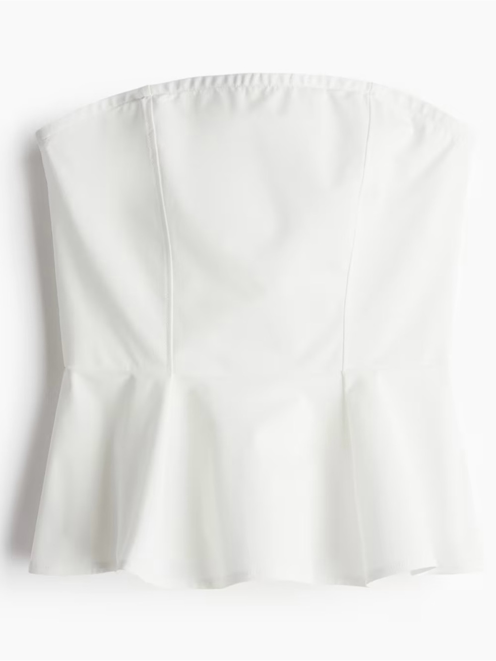 H&M White Strapless Peplum Top